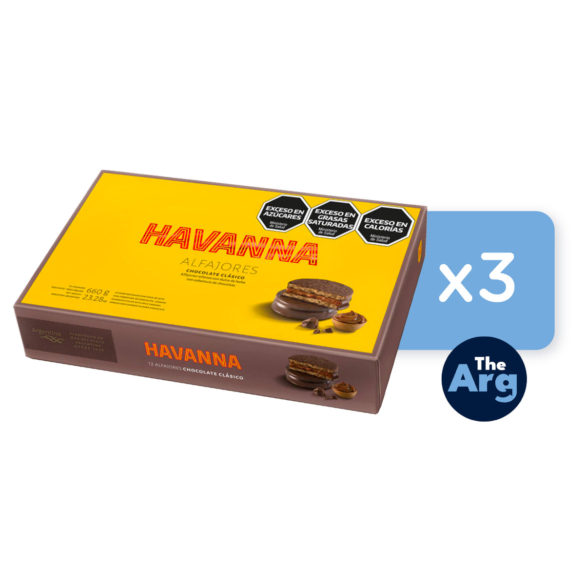 Havanna Dark Chocolate Alfajores – 3 Boxes, 12 Each | Authentic Argentine Dulce de Leche Cookies