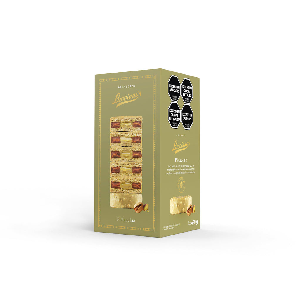 Lucciano’s Belgian White Chocolate Alfajores with Dulce de Leche Pistachio Hazelnut | Gift Box 6 Units 480g