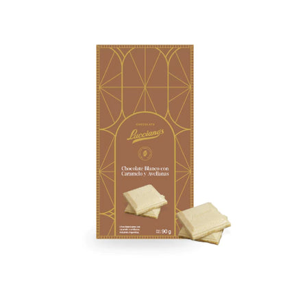 Lucciano’s Signature Tablet - White Chocolate Bar with Caramel Crystals and Hazelnuts 90g/0.20 lb