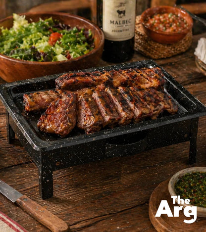 Enameled Tabletop Brazier Grill Tray | Portable Mini Asado Grill for Indoor & Outdoor Use