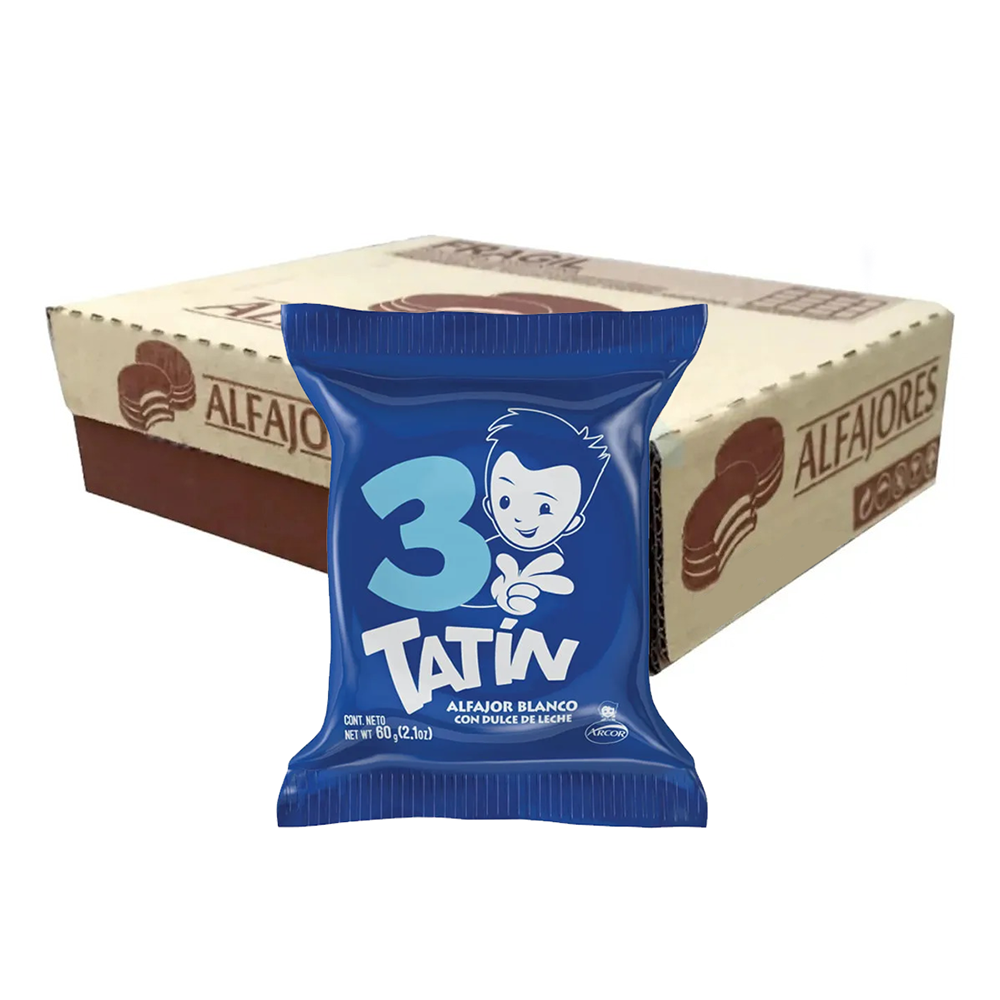 Alfajor Tatín White Chocolate with Dulce de Leche 3 layers 60g /1.1 oz - (Box of 21u.)