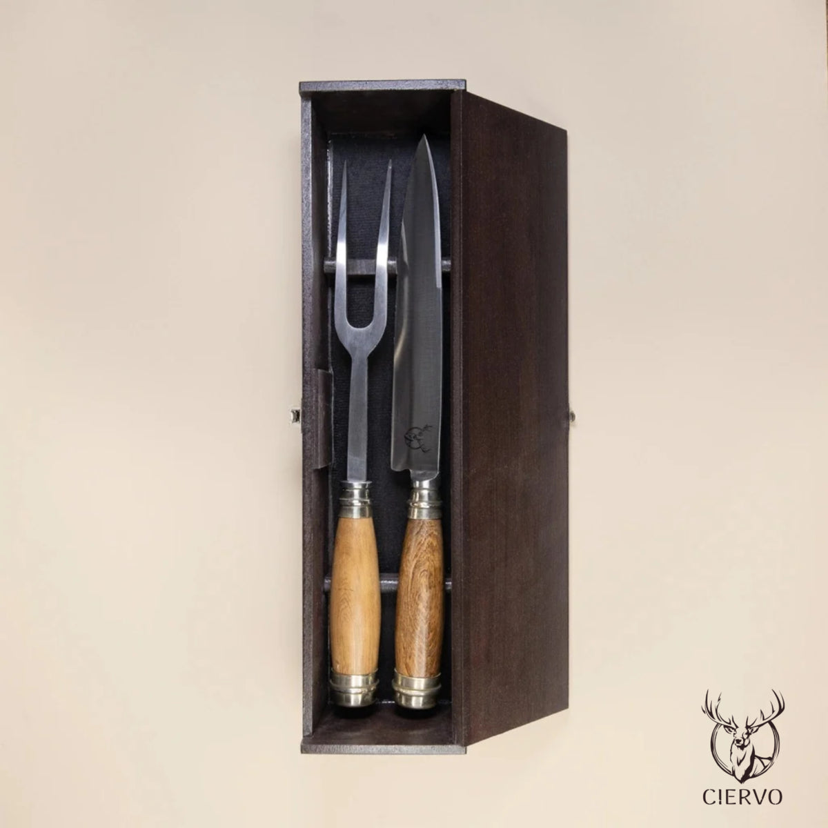 Ciervo Quina Round Wood Carving Set – Handcrafted Argentine BBQ Knife & Fork