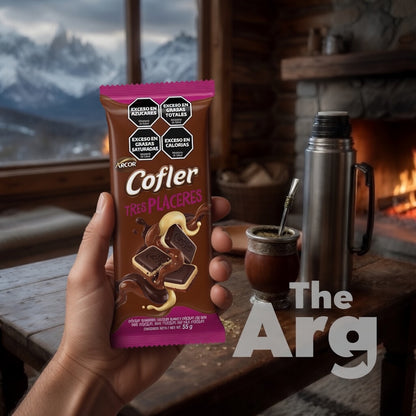 Arcor Cofler 3 Placeres Chocolate Bar Milk Semisweet White Chocolate 55g