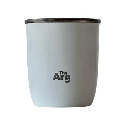 White Metallic Mate Set with Flat Bombilla & Cleaning Brush by The Argentino
