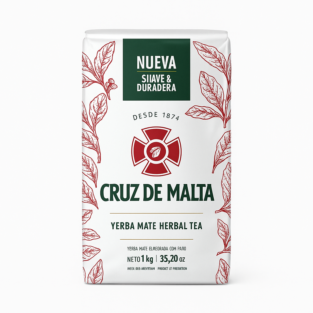 Cruz de Malta Traditional Yerba Mate with Stems – 1 kg / 2.2 lb Argentine Mate Tea