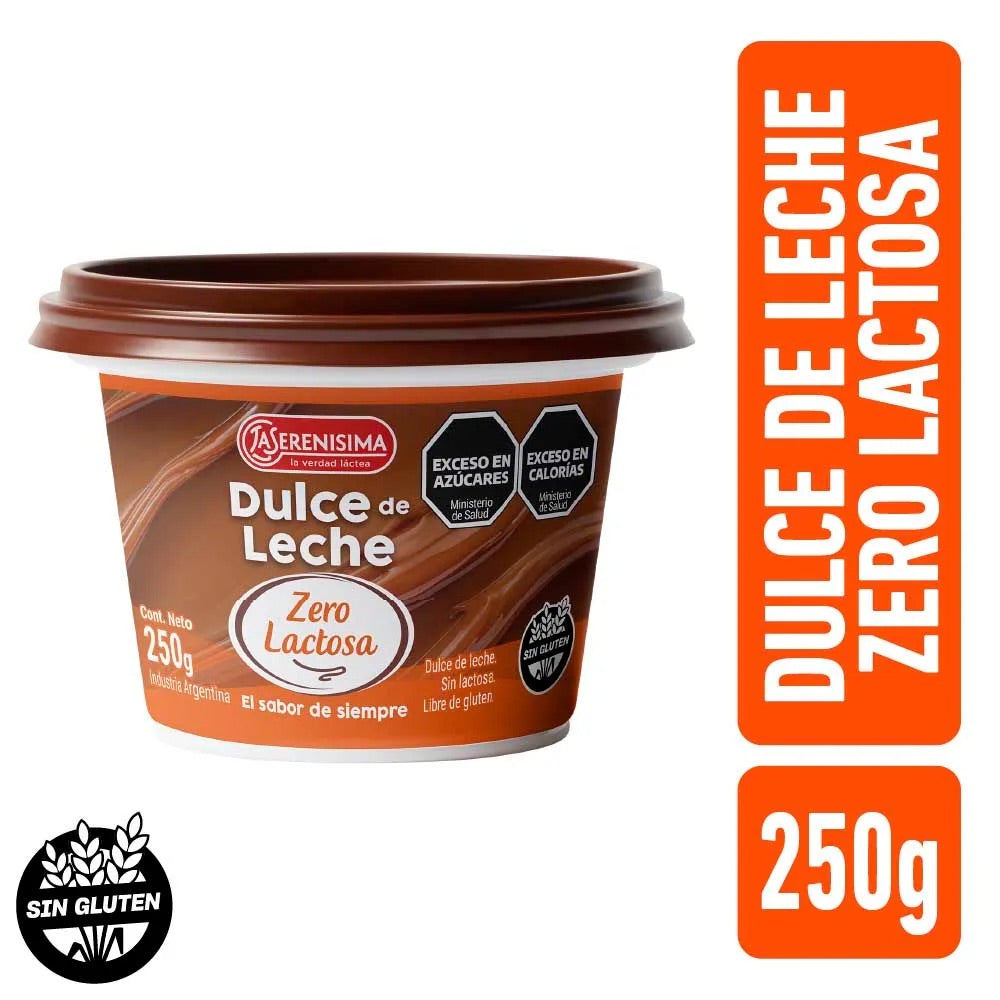 La Serenísima Zero Lactose Dulce de Leche Gluten Free 250g / 8.82oz