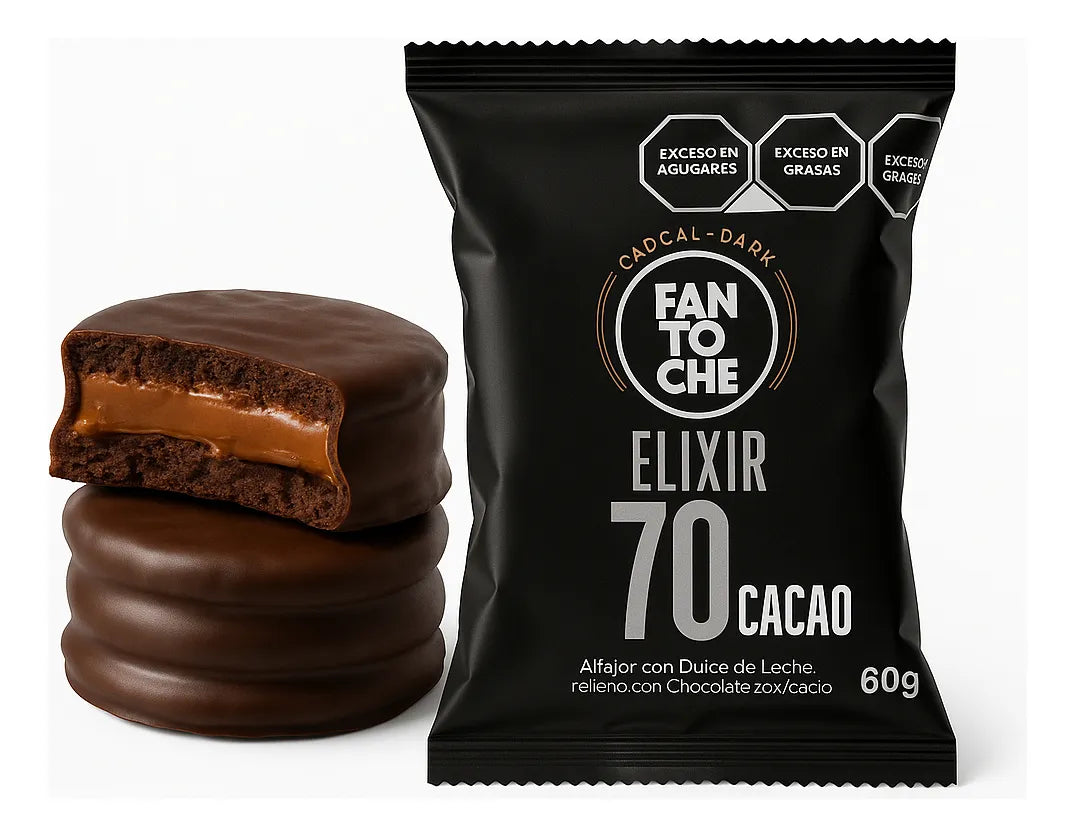 Fantoche Elixir – Dark Chocolate 70% Cocoa Alfajor with Dulce de Leche Filling 60g/0.12lb