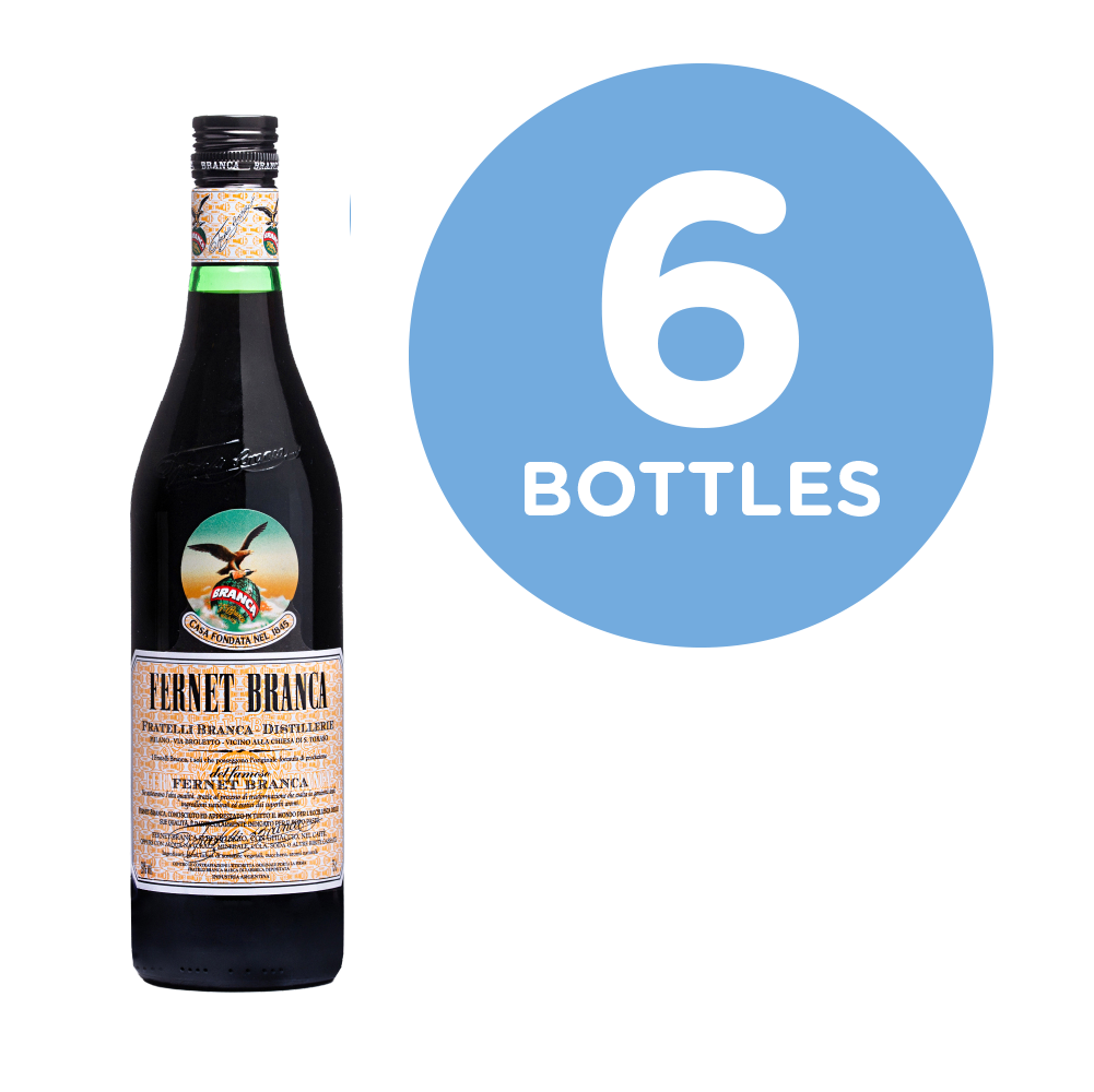 Fernet Branca Argentine 750ml (Pack of 6) | Herbal Bitter Liqueur Amaro (39% ABV)