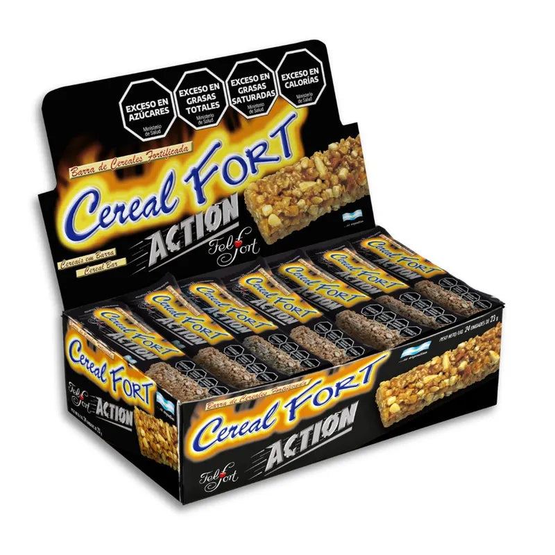 Felfort Cereal Fort Action - Fortified Cereal Bar with Minerals, Cocoa Flavor - 23g (Box of 24u.)