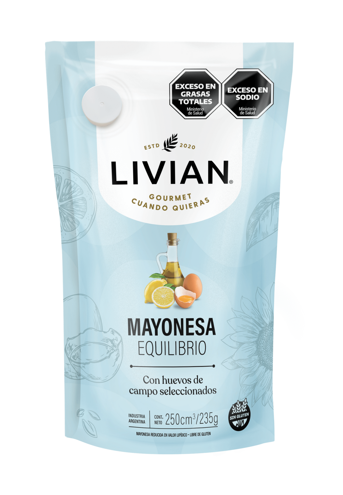 Livian Light Equilibrio Mayonnaise 235 g (7.9 oz) – Low-Calorie Argentine Mayonnaise