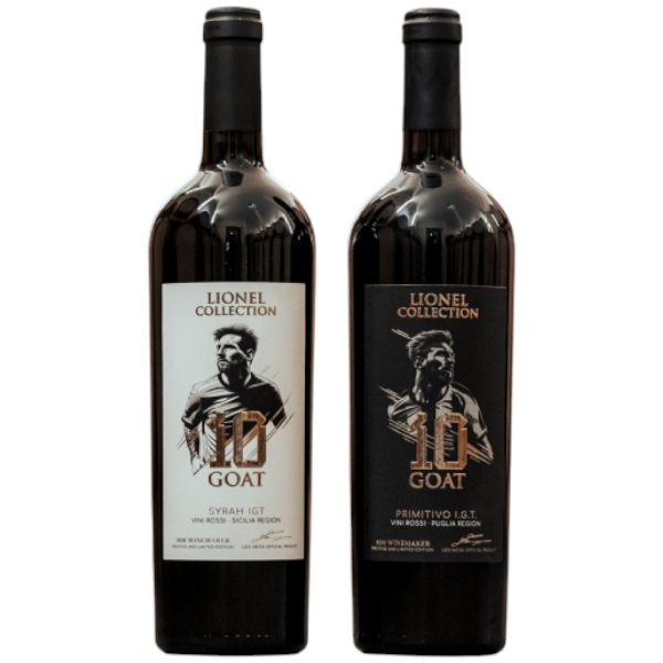 Lionel Messi GOAT Wine Set – Primitivo & Syrah Collector’s Edition 750ml (2 Bottles)