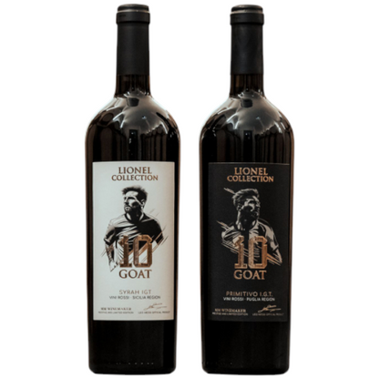 Lionel Messi GOAT Wine Set – Primitivo & Syrah Collector’s Edition 750ml (2 Bottles)