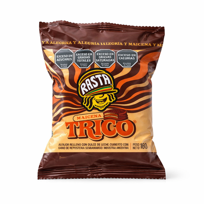 Rasta NEW Trico Triple Alfajor 100g | Cornstarch Triple Layer with Dulce de Leche & Dark Chocolate