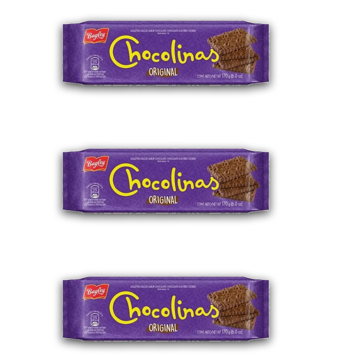 Chocolinas Chocolate Cookies Pack x3 (170g / 6.0 oz Each)