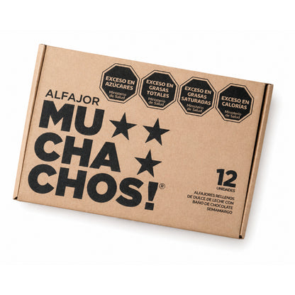 Muchachos Dark Chocolate Alfajores Box of 12 – Argentine Dulce de Leche Cookies 720 g