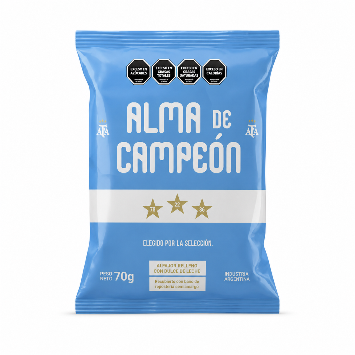 Alma de Campeón Dark Chocolate Alfajores Box 12 Units ( 70 g per unit)| Argentine Chocolate Cookies