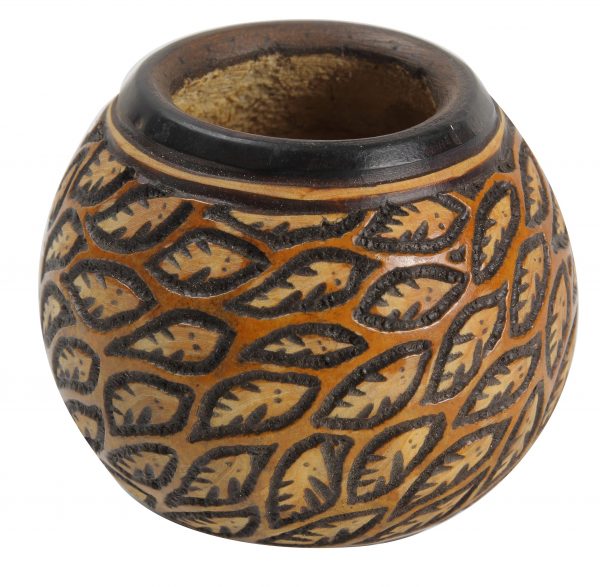 Hand-Carved Gourd Mate Cup with Straw