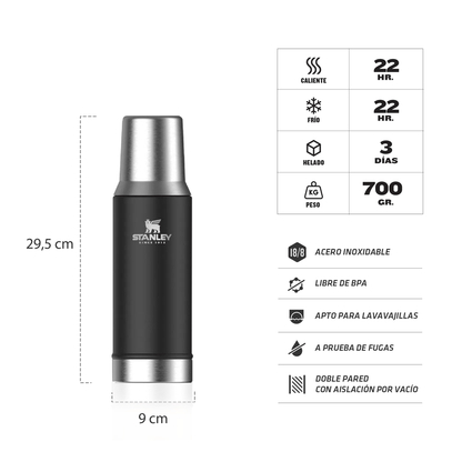 Stanley Classic Mate System Thermos 0.8L | Original Stainless Steel Yerba Mate Pouring Thermo
