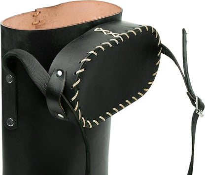 Black Leather Matera Bag | Yerba Mate Carry Bag for Gourd, Thermos & Accessories
