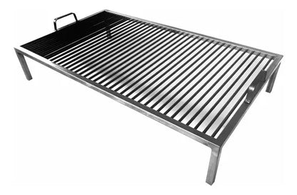 Argentine Fixed Grill with Floating Grate 90x60 cm | Heavy Duty Iron Asado Parrilla 8 mm