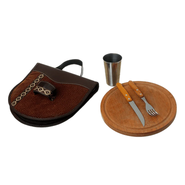 BBQ Set Single Case - Black Leather
