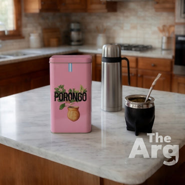 Pink Tin Yerba Mate Dispenser | Storage Container for Mate