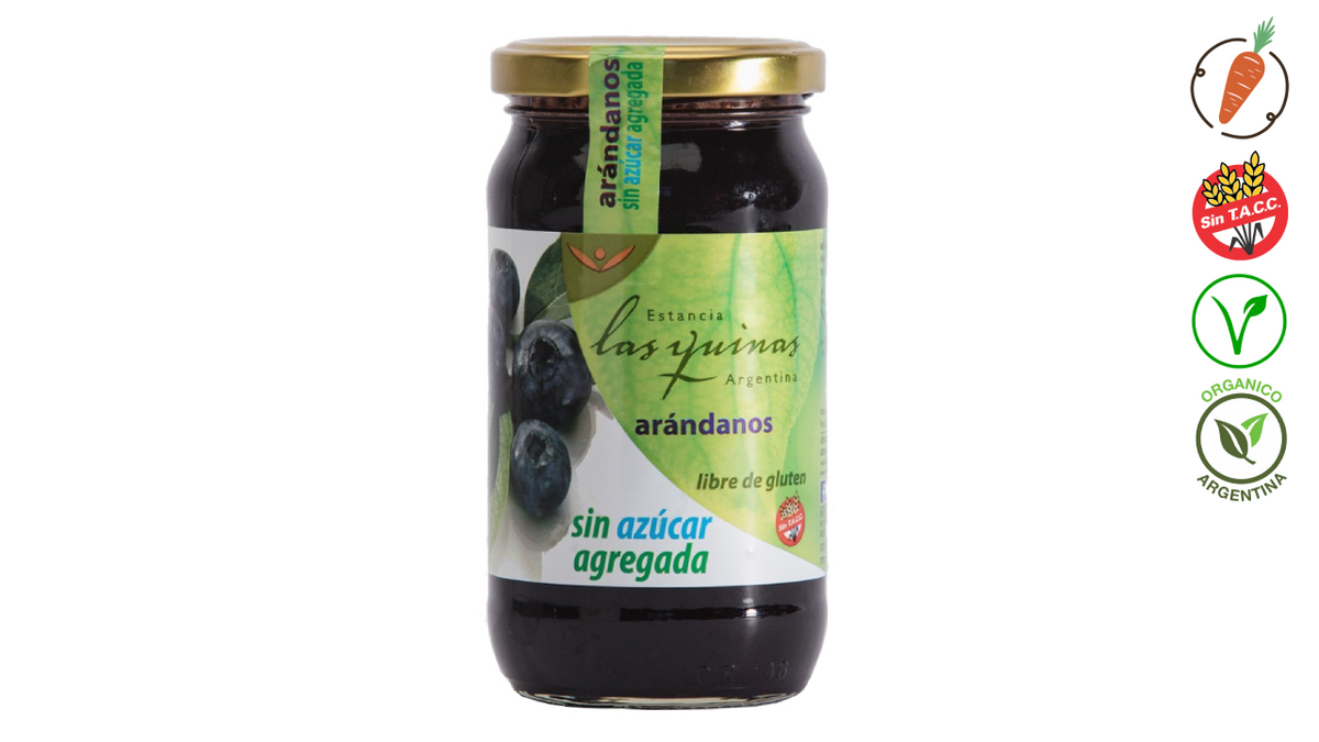 Las Quinas Blueberry Marmalade Jam No Sugar Added Gluten Free 420g