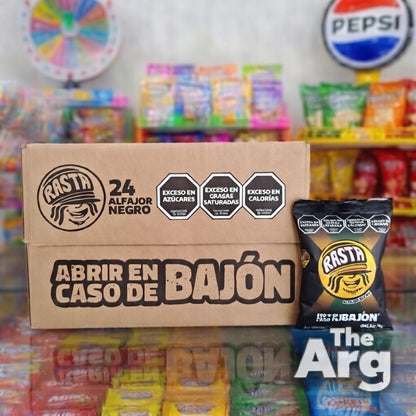 Rasta Milk Chocolate Alfajor Box (18 Units) | Dulce de Leche Filled Argentine Cookies 70g Each