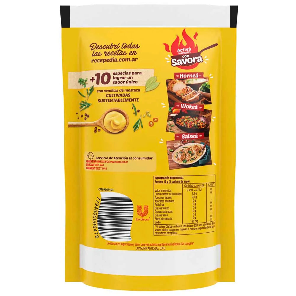 Savora Classic Yellow Mustard 250g | Argentine Mustard Sauce
