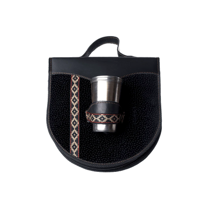 BBQ Set Double Case - Black Leather