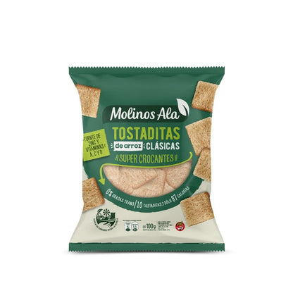 Molinos Ala Extra Crispy Rice Toast 100g / 0.22lb | Argentine Classic Rice Toast