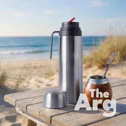 Uruguayan-Style Mate Thermos 1L with Pouring Spout (Pico Matero) | Stainless Steel