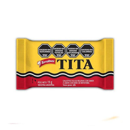 Tita Chocolate Covered Lemon Cookie – 36 Pack (19g Each) – Classic Argentine Terrabusi Snack