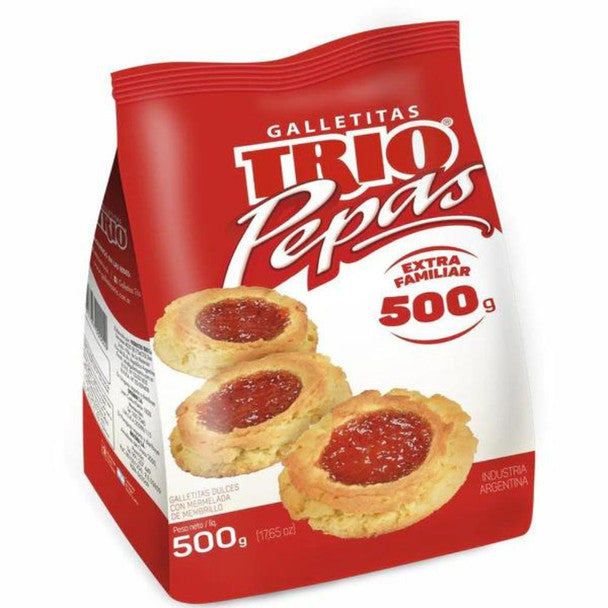 Trío Pepas Quince Cookies 500g | Argentine Butter Cookies with Membrillo Filling