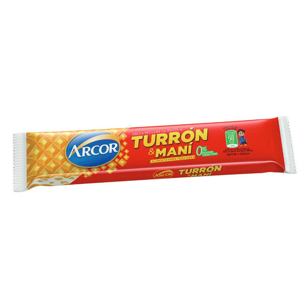 Arcor Turrón & Maní Bar | Hard Peanut Cream and Biscuit Bar 25g / 0.81 oz