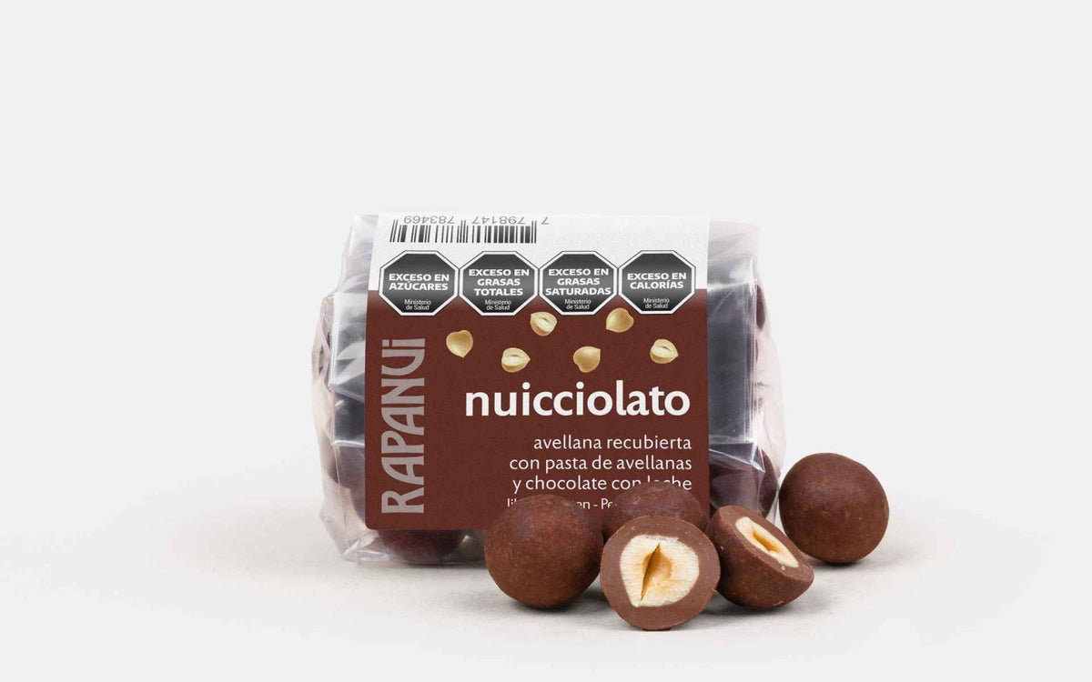 Rapanui Nuicciolato Hazelnuts Dipped in Hazelnut and Milk Chocolate 100 g / 3.5 oz