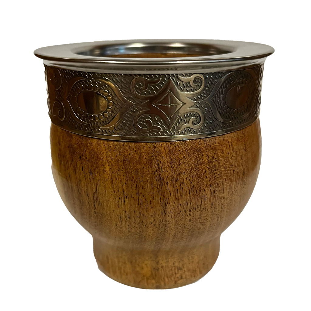 Wooden Imperial Mate Cup | Mirror Design Traditional Argentine Mate Gourd