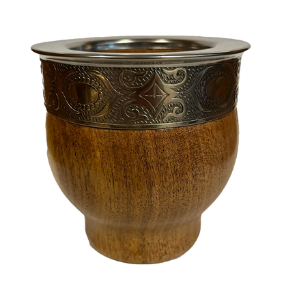 Wooden Imperial Mate Cup | Mirror Design Traditional Argentine Mate Gourd