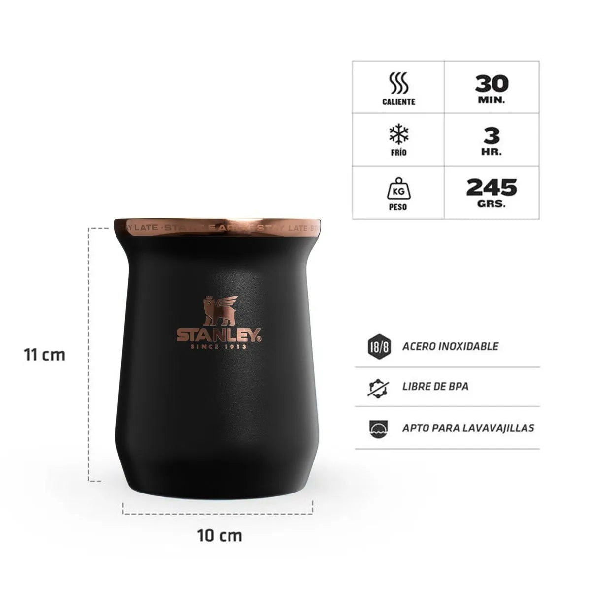Official Stanley Messi Mate The GOAT – Black Edition – Stainless Steel 236 ml