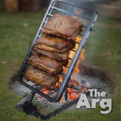 Argentine Cross Grill Book Style with Floor Base – Adjustable Asado Parrilla