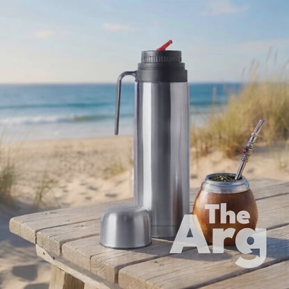 Uruguayan-Style Mate Thermos 1L with Pouring Spout (Pico Matero) | Stainless Steel