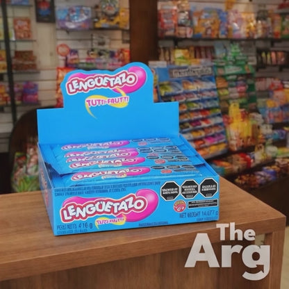 Lengüetazo Long Tutti-Frutti Soft Candy Box (32 Units, 13g Each)