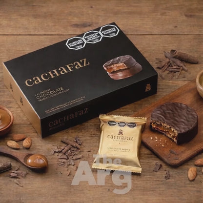 Cachafaz Chocolate Alfajores | Premium Argentine Dulce de Leche Cookies (6 Pack, 360g / 12.6 oz)