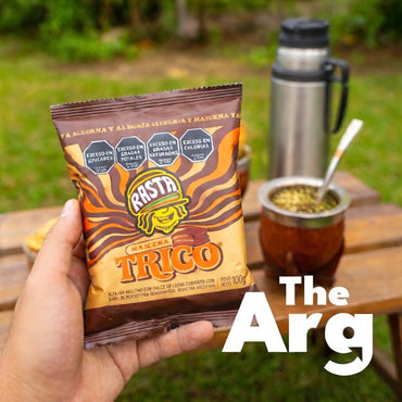 Rasta NEW Trico Triple Alfajor 100g | Cornstarch Triple Layer with Dulce de Leche & Dark Chocolate