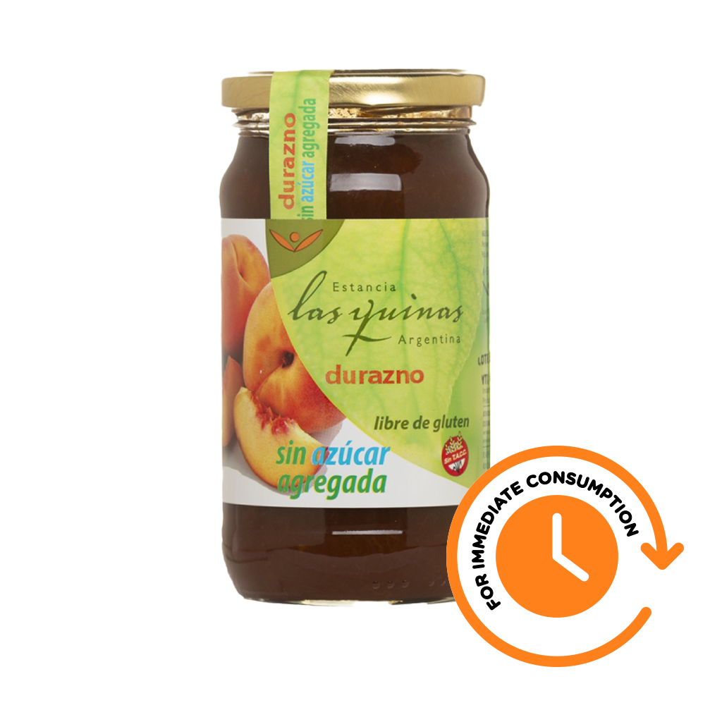 SALE Las Quinas Marmalade Peach Jam - No Sugar Added - Gluten Free 420 g