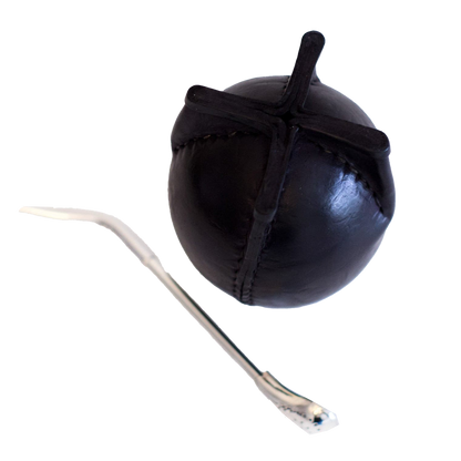 Premium Black Torpedo Mate Gourd with Bombilla | Traditional Argentine Mate Cup