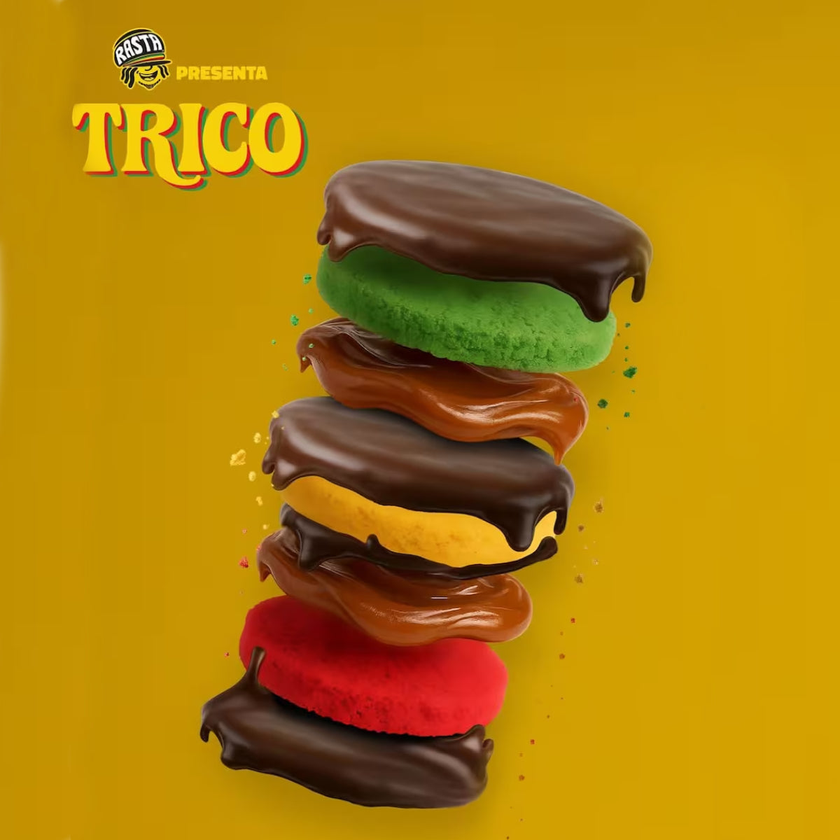 Rasta Trico Triple Alfajor | Dark Chocolate Covered Cornstarch Alfajor with Dulce de Leche 100 g / 0.22 lb