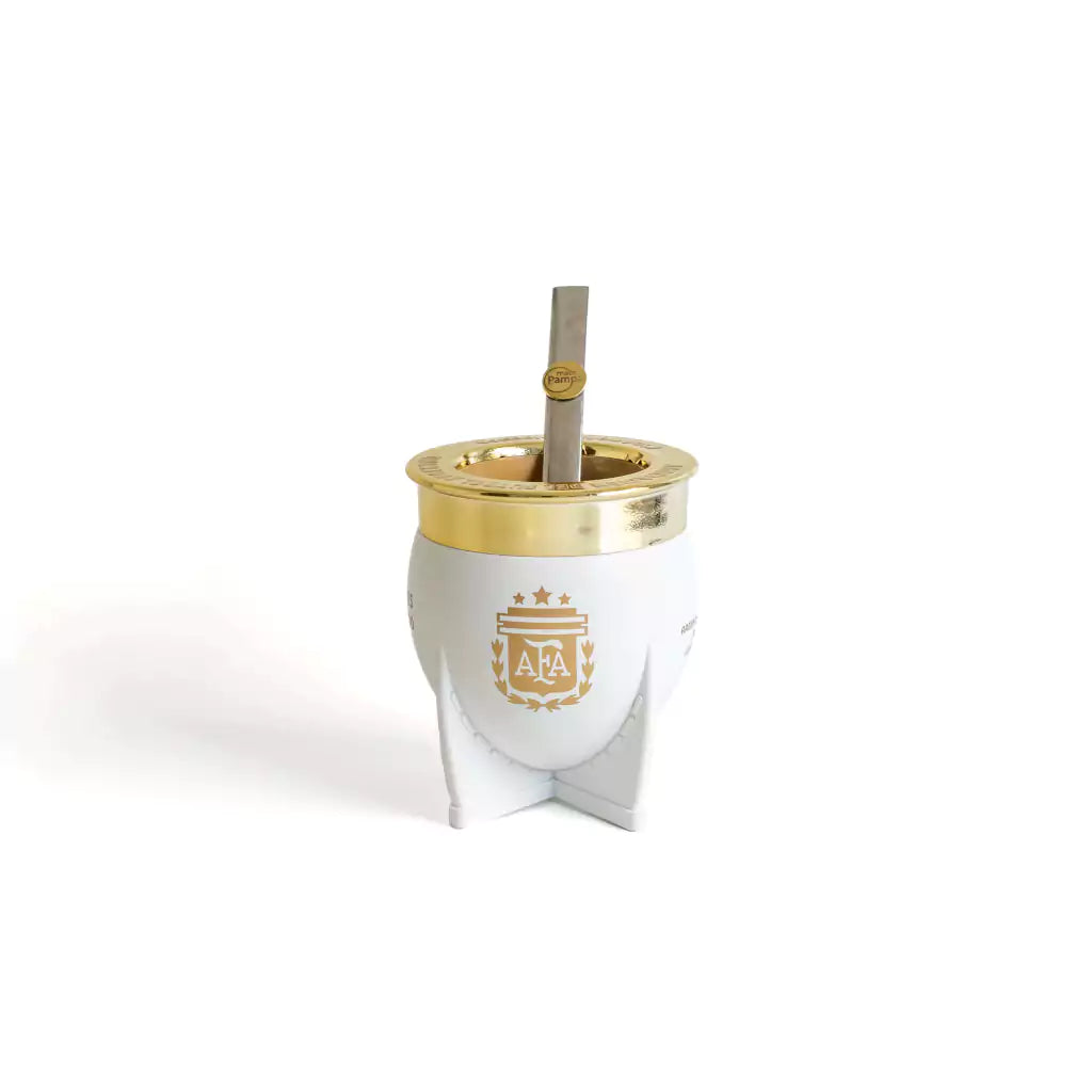 White Mate Argentina Edición Campeones del Mundial Borde Dorado